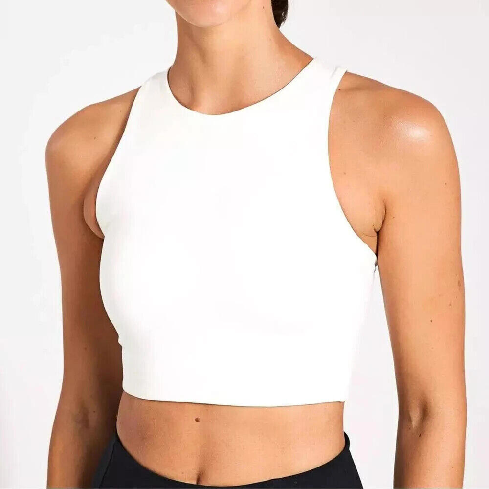 GIRLFRIEND Women's White Sleeveless Crop Top
